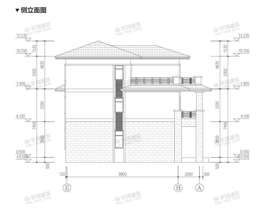 12x12米新中式復式農村別墅設計圖紙