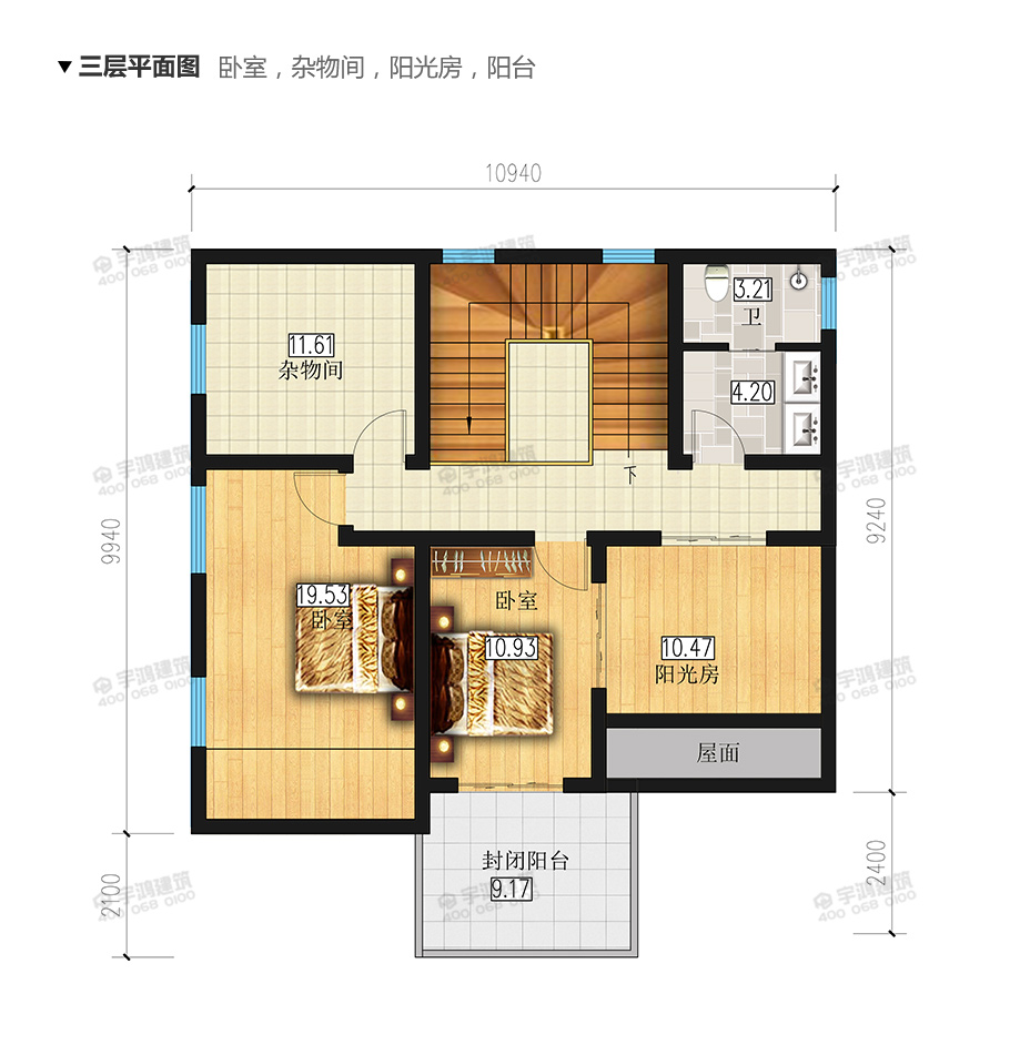 27x25米帶庭院新農村別墅設計圖紙