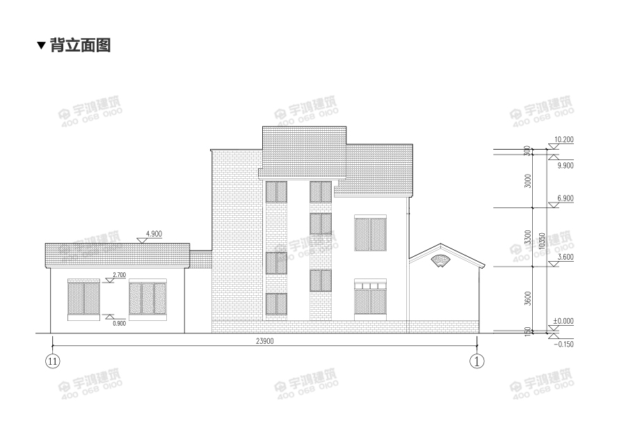 27x25米帶庭院新農村別墅設計圖紙