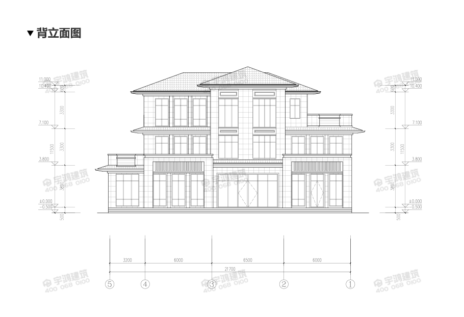 新亞洲風格三層農村自建別墅設計圖紙