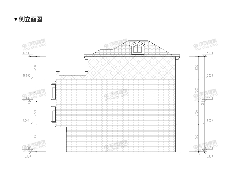 120平米四層帶庭院農村別墅設計圖