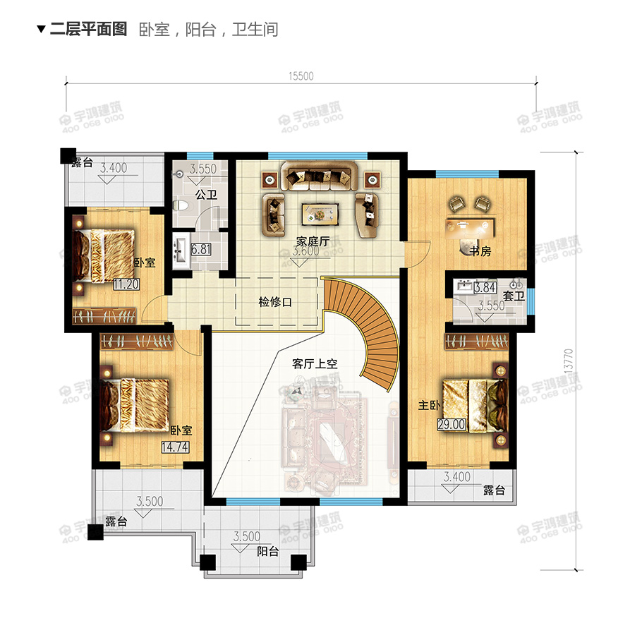 180平新中式農村小型別墅房屋設計圖紙