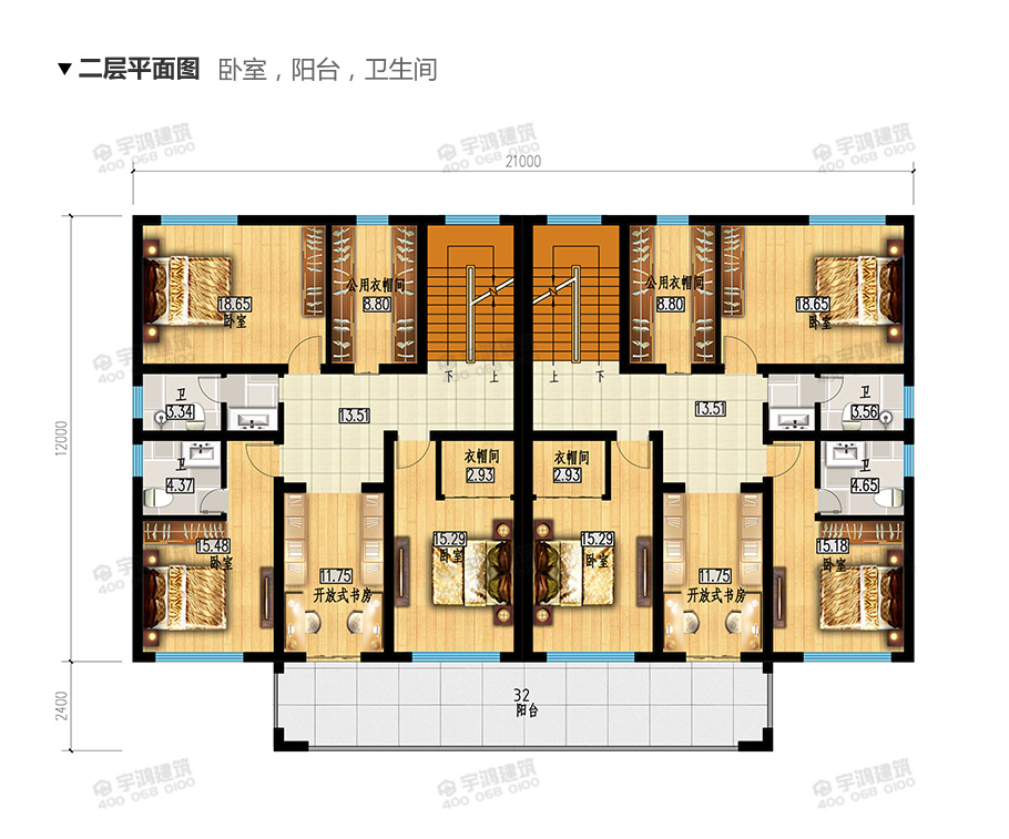2019年新款農村現代雙拼別墅設計圖紙及效果圖
