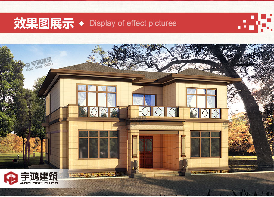 唐式風格農(nóng)村二層自建房設計圖紙及效果圖，古樸典雅