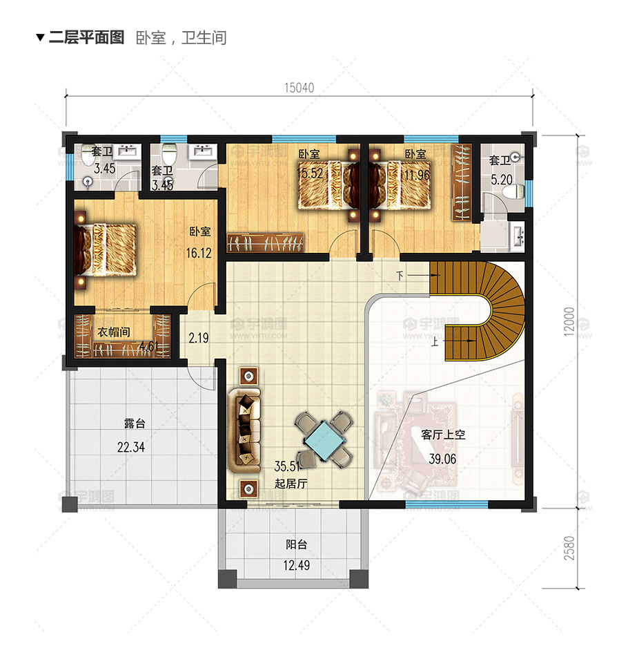 180平新農村復式小別墅設計圖紙，清新淡雅外觀效果圖