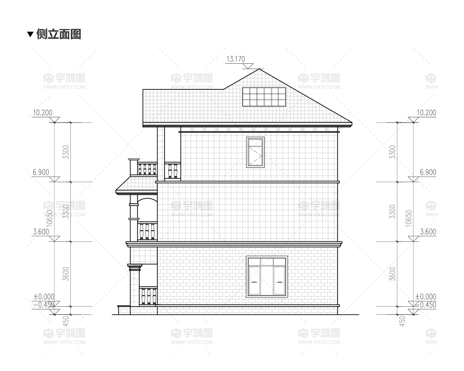 120平方米帶客廳中空農村房屋設計圖紙，外觀高端大氣