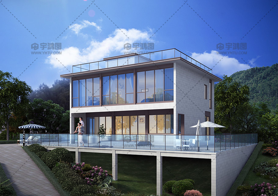 12x10米兩層通透現(xiàn)代風格別墅圖